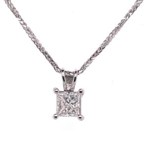Diamond Solitaire Pendant - Princess Cut/Square