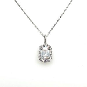 Emerald Cut with Halo Necklace