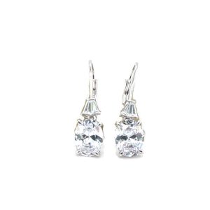 Oval with Shield Cut CZ Earring