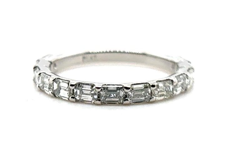 East-West Slim Emerald Cut Diamond Band